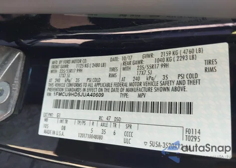 2018 Ford Escape Sel from USA, damaged, VIN 1FMCU9HD5JUA40609
